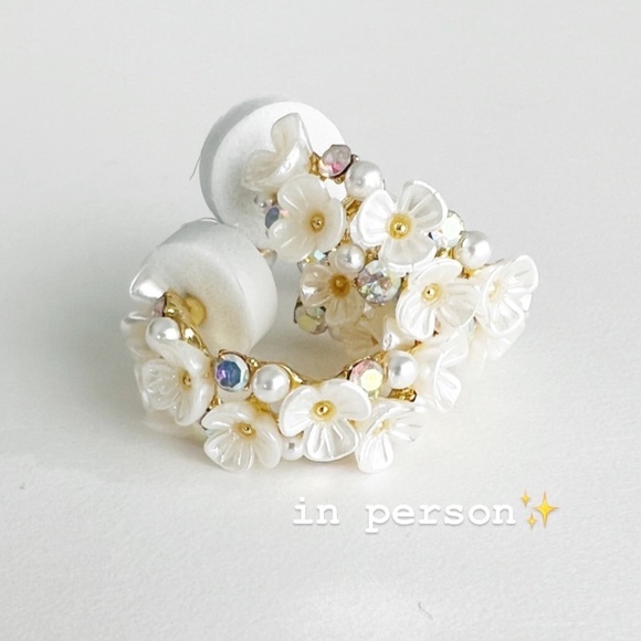 Floral Embellished Hoop Earrings - Picture 4 of 10